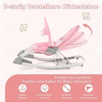 Columpio Portátil Plegable Para Bebé 2 En 1 Con Respaldo Ajustable De 3 Niveles, Color Rosa