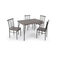 conjunto de mesa y 4 sillas efecto madera y metal comedor o cocina 114cm marron