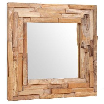 Espejo，espejo De Baño，espejuelo Decorativo De Teca 60x60 Cm Cuadrado Cfw434841
