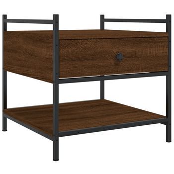 Mesa De Centro 50x50x50 Cm Madera Y Metal Trabajados - Marrón