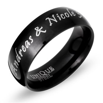Anillo acero inoxidable negro incl. grabado láser