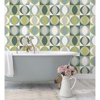 papel pintado vinilico ecologico geometrico estilo retro con textura - hedron hall 680632 de gaulan - rollo de 10 m x 053 m