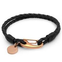 pulsera de cuero negro con mosqueton
