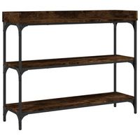 mesa consola  mesa de entrada  mesa auxiliar con estantes roble ahumado 100x30x80 cm