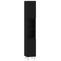armario de bano  mueble bano madera contrachapada negro 30x30x190 cm