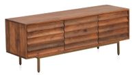 mueble tv 3 puertas madera de mango maciza y patas de metal dorado