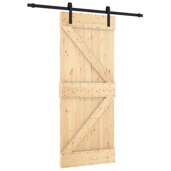 Puerta Corredera Natural Y Negro 85 X 210 Cm Vidaxl
