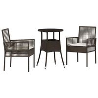 conjunto de comedor de jardin 3 piezas  mueble de jardin marron ratan sintetico