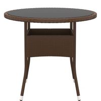 mesa de jardin  mesa de exterior vidrio templado ratan sintetico marron o80x75 cm