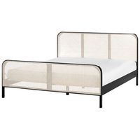 cama con somier moderna cabecero con trenza vienesa madera de pino negro 180 x 200 cm gonfaron