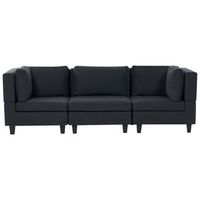 sofa modular moderno 3 plazas tapizado tela poliester respaldo acolchado negro unstad