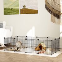 pawhut valla metalica para mascotas con 12 paneles diseno diy 140x70x35 cm negro