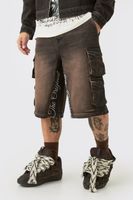 pantalon deportivo vaquero cargo marron con bordado brown