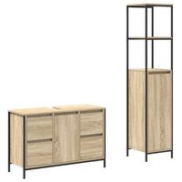 juego de muebles de bano 2 uds roble sonoma y negro vidaxl