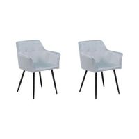 conjunto de 2 sillas de comedor de terciopelo gris claro negro reposabrazos jasmin