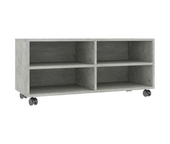 Mueble de tv con ruedas contrachapada gris hormigón 90x35x35 cm