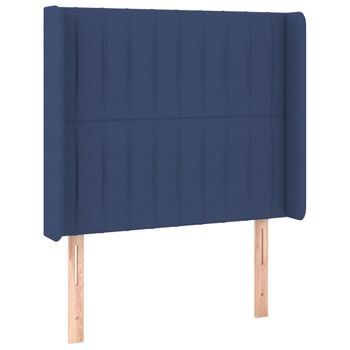 Cabecero Cama Mueble De Dormitorio Con Led De Tela 83 X 16 X 118/128 Cm Azul M02_0000444