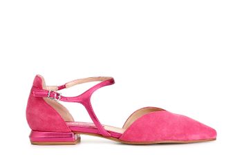 bailarinas de piel de ante con tira laminada asimétrica hot pink 37