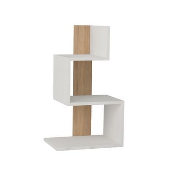 Mesita De Noche Blanca Y Decorada En Madera De Roble L42 Cm - Rosie