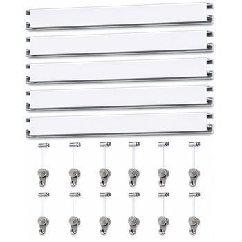 Colgar Cuadros Sin Agujeros Pack 9 Metros Eurohang Guías Aluminio Blanco Mate 150 Cm Con 12 Colgadores Rm Nylon Clips Tapas Tornillos