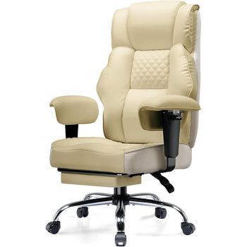 Silla Gaming Y De Oficina, Ergonómica Para Ordenador, Cuero Sintético, Gtplayer - Blanco Cálido
