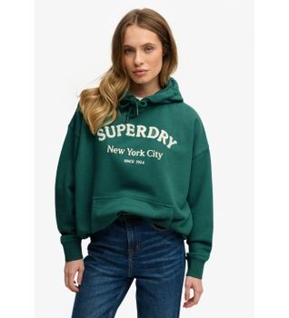 Superdry para mujer. W2012575A Sudadera Luxe verde (M), Casual, Algodón
