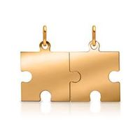 pieza de puzzle de plata chapada en oro colgante para pareja