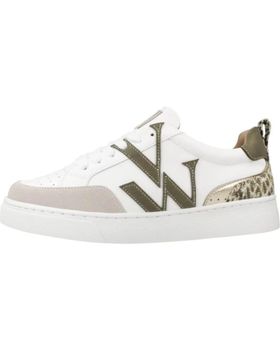 de VANESSA WU ZAPATILLAS VANESSA WU JOYCE BLANCAS Y CON LOGO LATERAL Y DETALLE ANIMAL PRINT KAKI