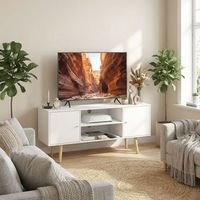 mueble de tv de melamina de madera pino homcom 120x34x50 cm-blanco
