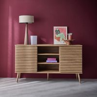 aparador escandinavo  con 2 puertas de madera 140cm natural