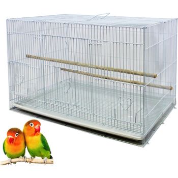 Jaula Loro Metal para Pájaros Pajarera Periquito Canarios Jaula Grande con Comedero Bebedero Saltador 60x39.5x40cm BPS-12034