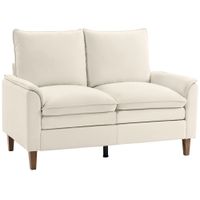 homcom sofa de 2 plazas 146 cm sofa de chenilla con acolchado de doble capa cojin con muelles asiento profundo respaldo alto blanco crema   aosom espana
