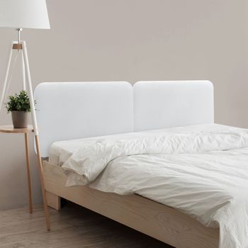 Dhome Cabecero Tapizado En Terciopelo Liso Redondeado Para Pared Acústicos Cabeceros Absorbentes Cabezal Cama Dormitorio (blanco, 200cm Dual)