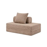sofa modular 2 lugares convertible terciopelo a rayas taupe