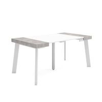 mesa consola extensible mesa comedor plegable 160 para 8 comensales patas de madera estilo moderno blanco y cemento