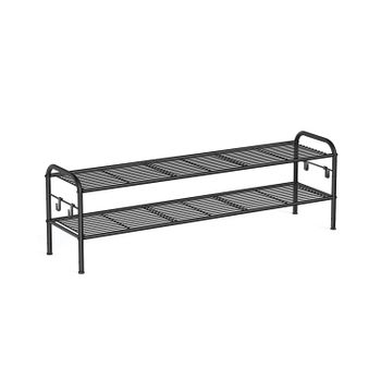 Zapatero Estante Metálico para Zapatos con Ganchos Laterales, 2 Niveles (28 x 114 x 35 cm)