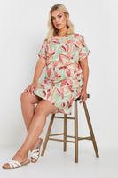 yours vestido fresco corto de hojas naranjas y verdes mujer curvy y tallas grandes yours