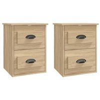 mesita de noche de pared 2 uds color roble sonoma 415x36x53 cm vidaxl
