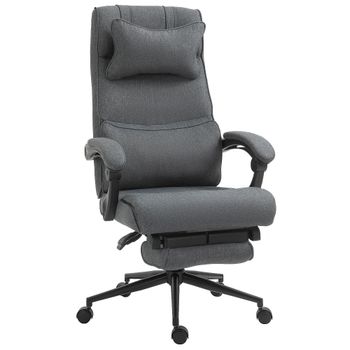 Vinsetto Silla de Oficina Ergonómica de Altura Regulable con Reposabrazos y Reposapiés, 66x70x115-123 cm, Gris   Aosom España