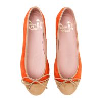 bailarina plana en ante bicolor tostado y naranja - modelo afrodita