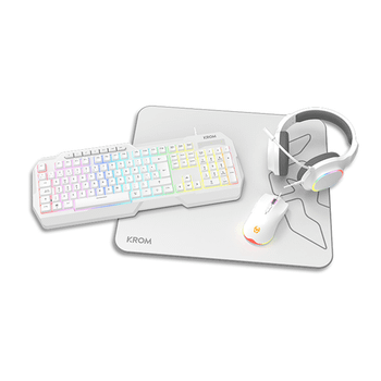 KROM KENTA PC Combo Gaming 4 en 1 RGB Blanco