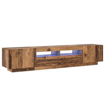 Mueble Tv | Mueble De Salón | Mesa De Tv Luces Led Madera Ingeniería Envejecida 200x35x40 Cm