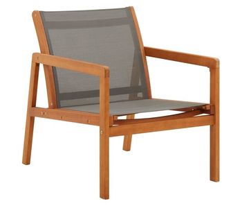 Vidaxl silla de jardín madera maciza de eucalipto y textilene gris