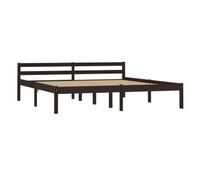 estructura de cama madera maciza pino marron oscuro 160x200 cm