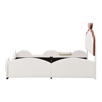 cama infantil de piel sintetica 140x200 cm - con tobogan y escalera - con led y mando a distancia - rosa