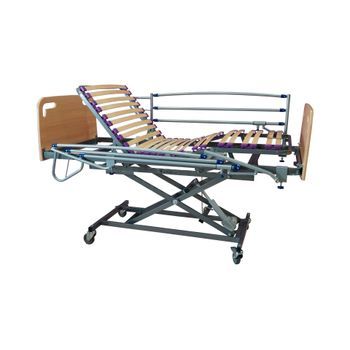 Cama Articulada Geriatrica De Hospital Electrica Con Carro Elevador, Cabecero, Piecero Y Barandilla - 90 Cm X 190 Cm
