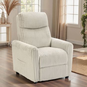 Sillón Relax Reclinable De Pana Acero Homcom 73x86x100 Cm Crema