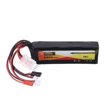 Batería Lipo ZOP Power 11.1V 2200mAh 3S 8C con enchufe JR JST Futaba para transmisor