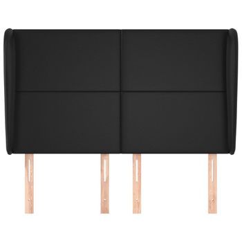Cabecero Cama Mueble De Dormitorio Con Orejas De Cuero Sintético 147 X 23 X 118/128 Cm Negro M02_0002992