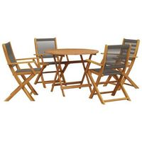 set de comedor jardin 5 pzas polipropileno madera maciza gris vidaxl